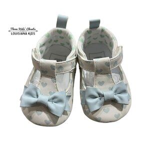 NEW Rosie Pope Sz 1 (0-3m) Aqua Blue Heart Crib Shoes